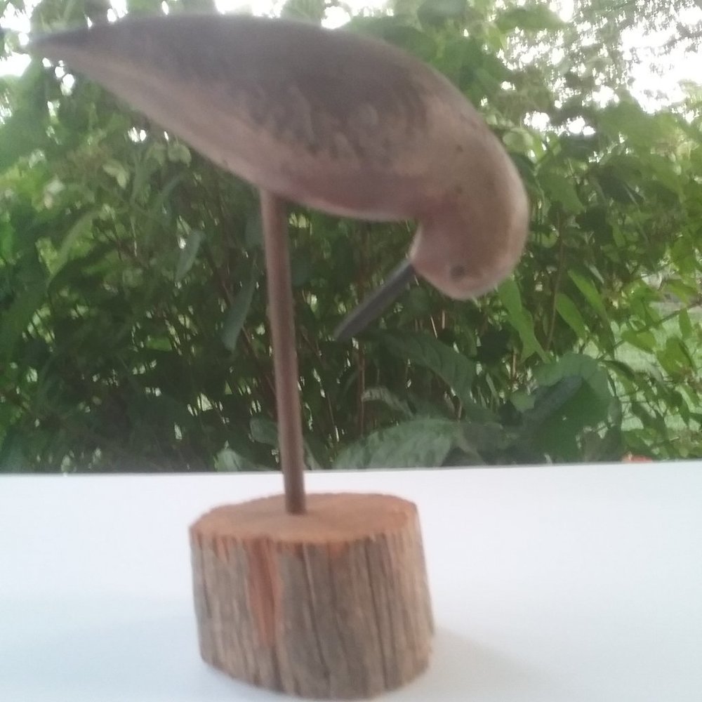 Home decor, Carved Wood Bird on base; Brown